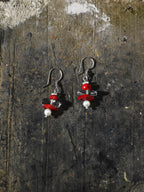 CRIMSON CRAG · Red Fragment & Crystal Tooth Earrings