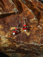 CRIMSON CRAG · Red Fragment & Crystal Tooth Earrings