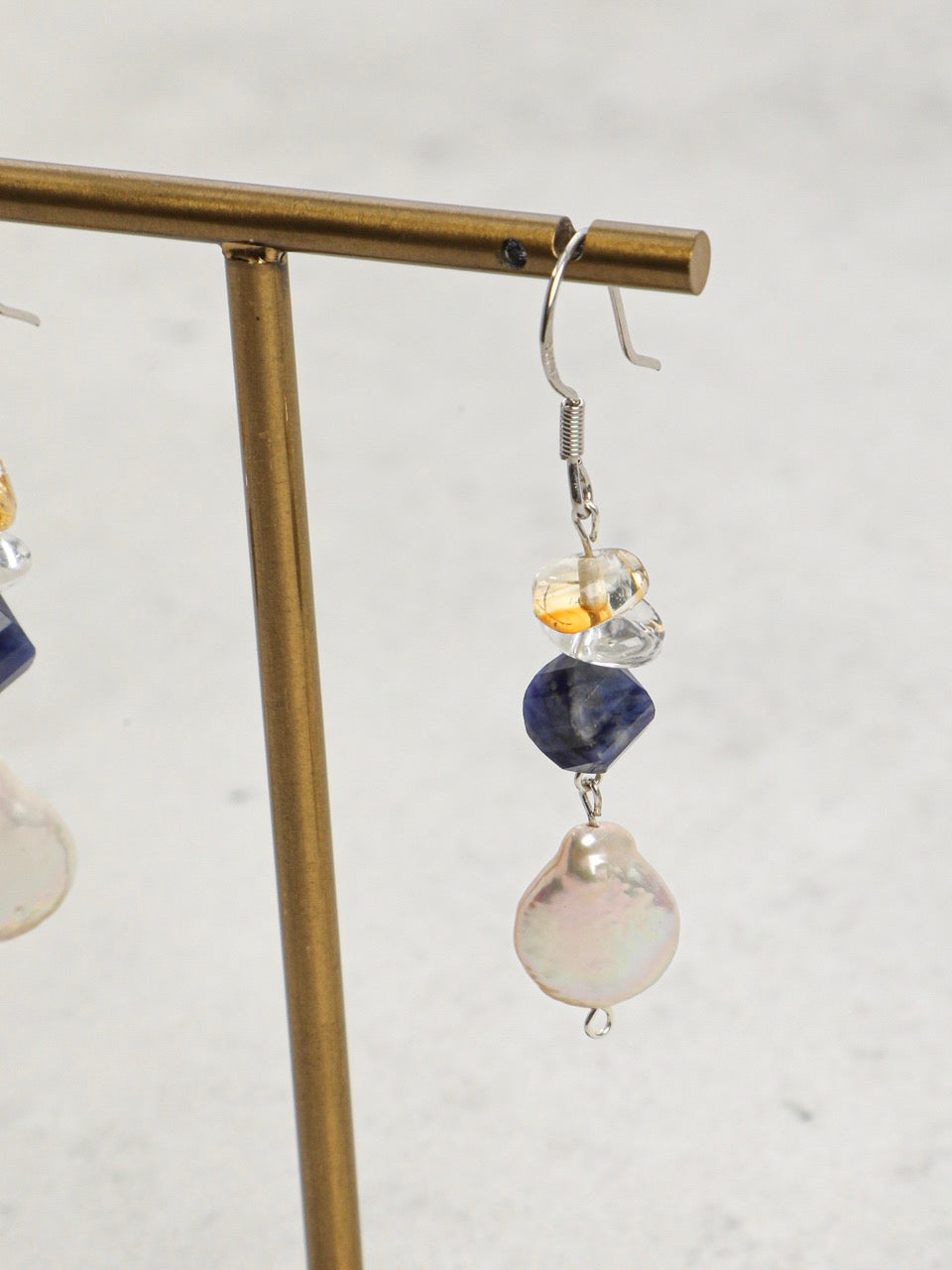 AQUEOUS NEBULA · Baroque Pearl & Sodalite Earrings