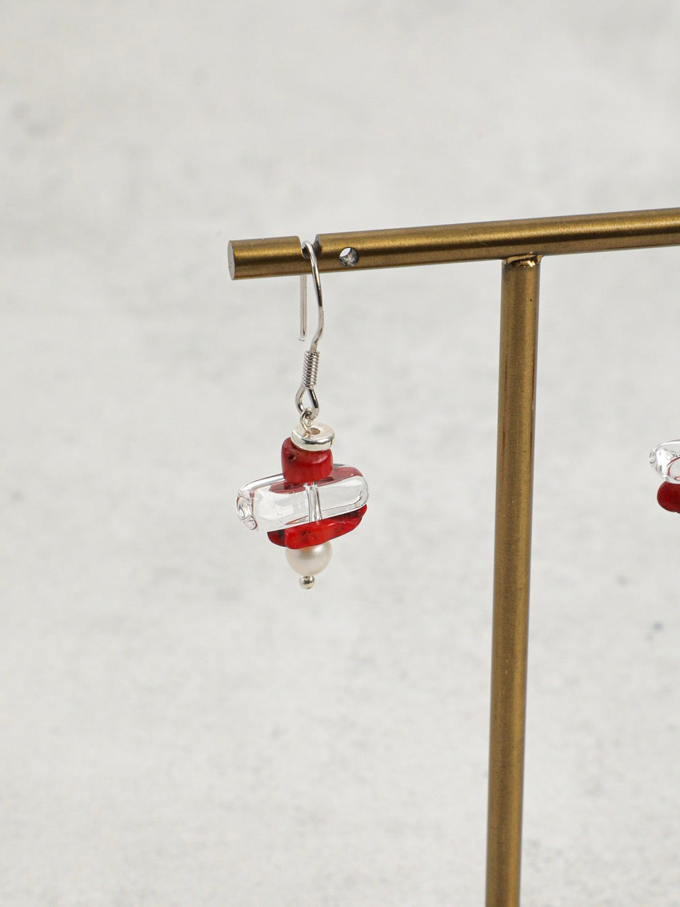 CRIMSON CRAG · Red Fragment & Crystal Tooth Earrings