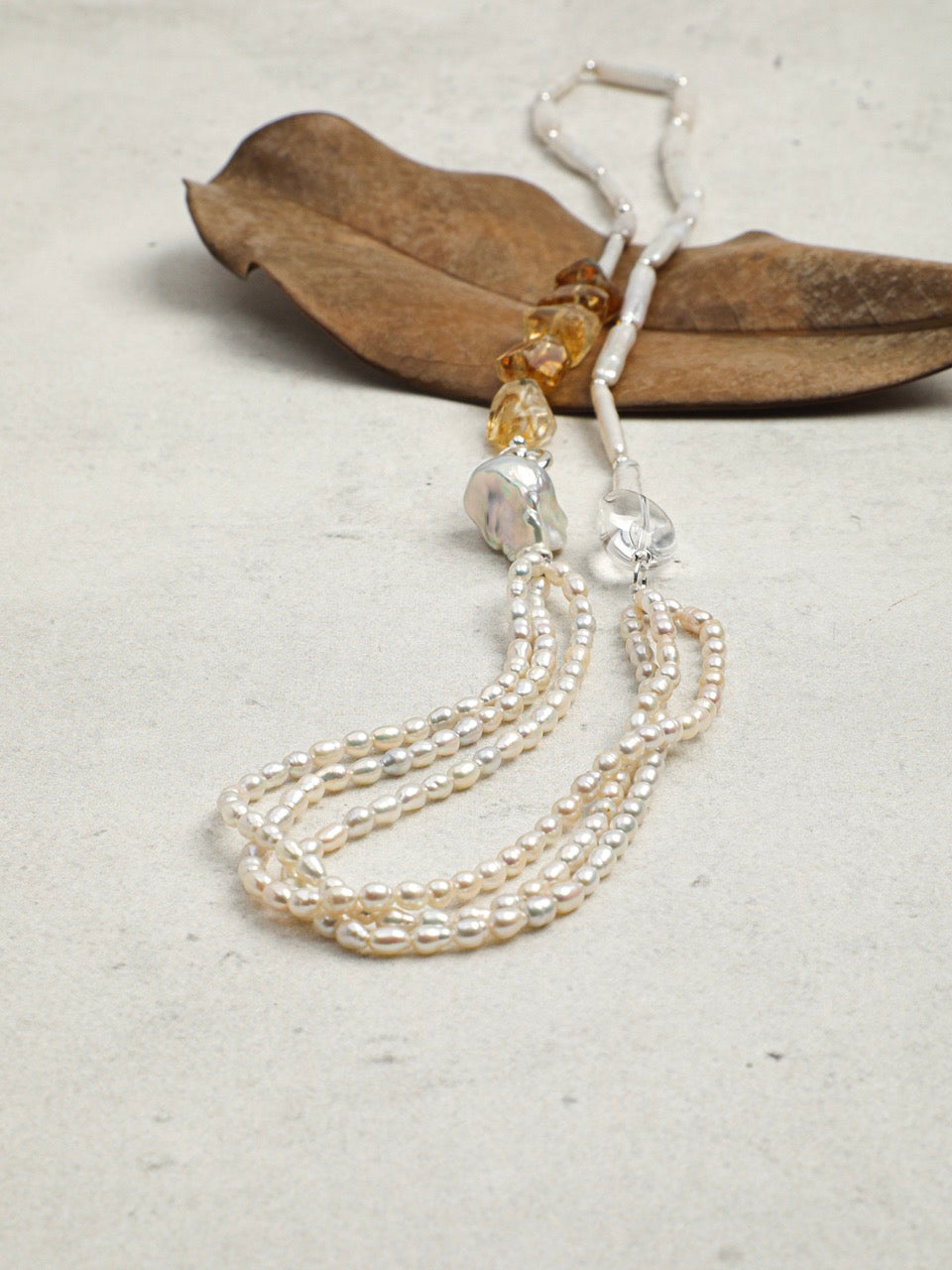 PALE WILD · Baroque Pearl & Citrine Necklace