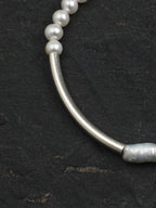 LUNAR CIRCLE · Pearl & Silver Tube Bracelet