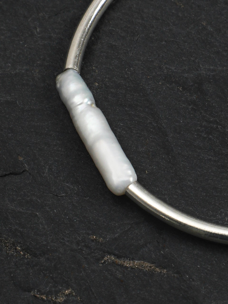 LUNAR CIRCLE · Pearl & Silver Tube Bracelet