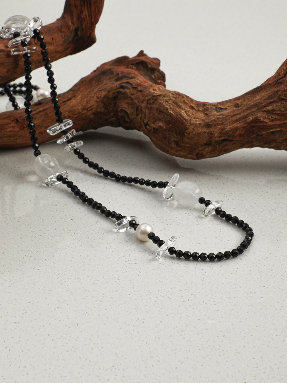 INKED LUSTER · Clear Quartz & Tourmaline Long Necklace
