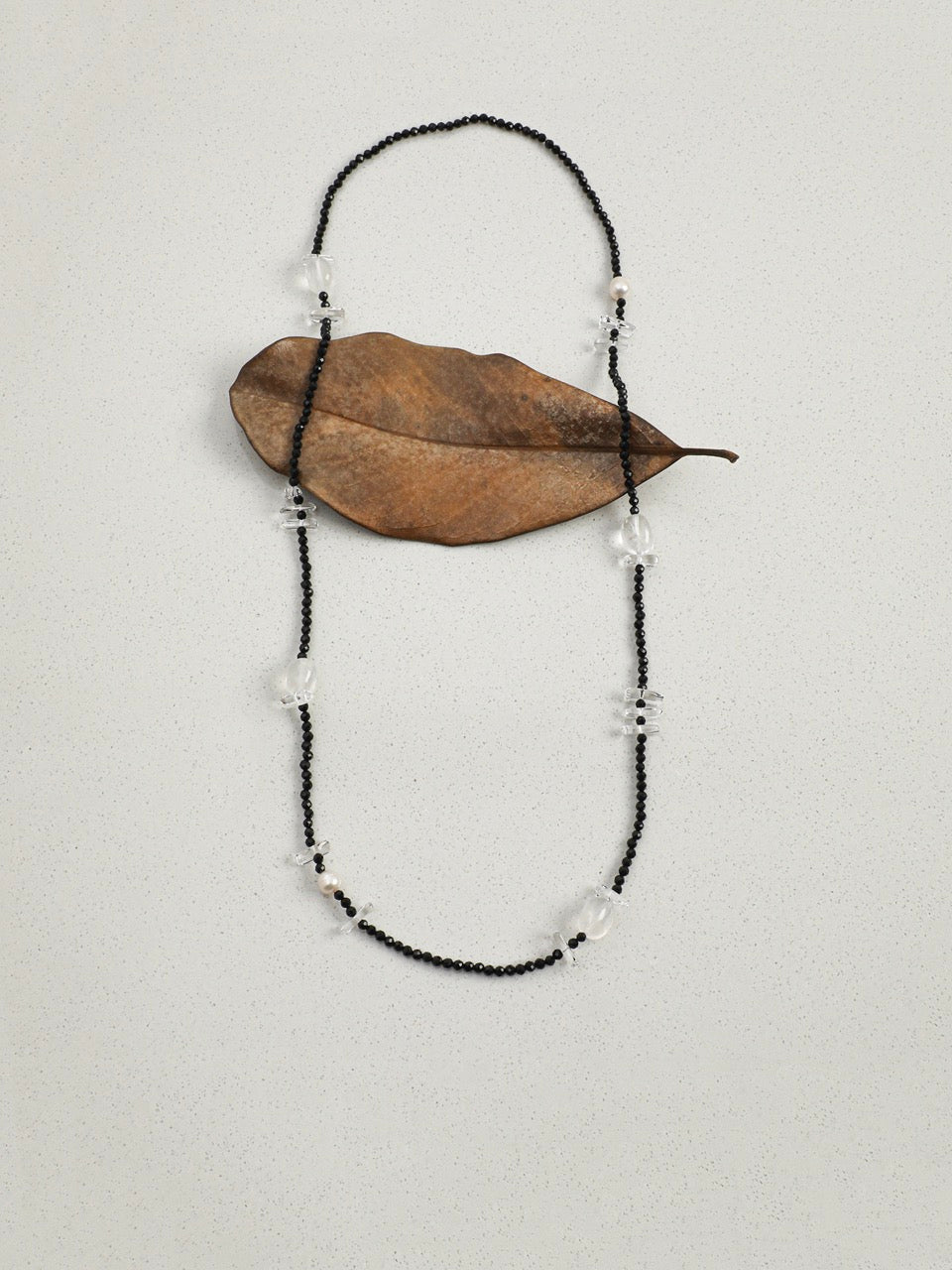 INKED LUSTER · Clear Quartz & Tourmaline Long Necklace