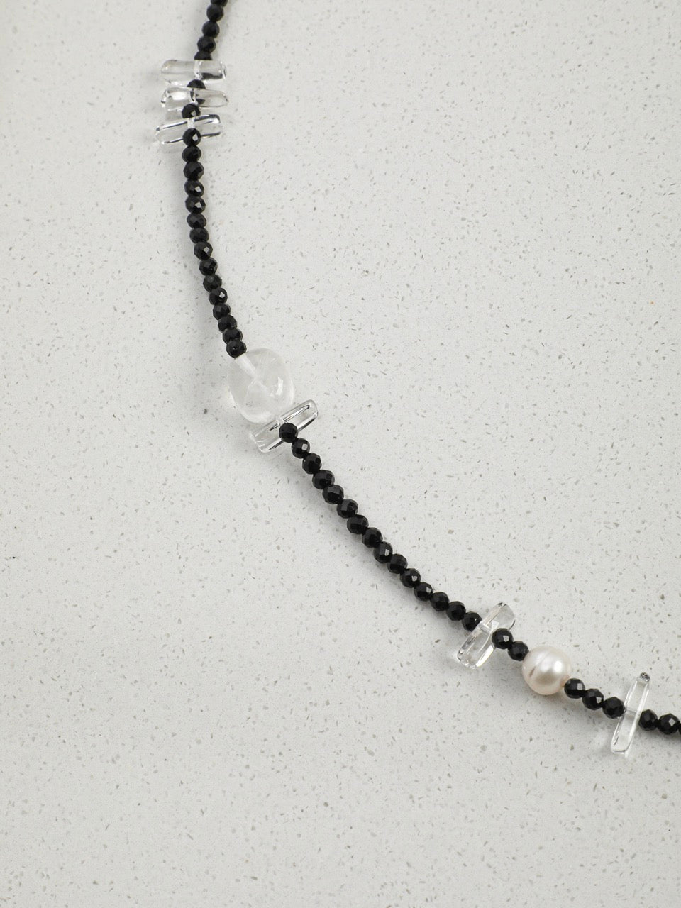 INKED LUSTER · Clear Quartz & Tourmaline Long Necklace