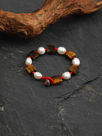 AMBER AXIS · Tiger's Eye & Pearl Bracelet