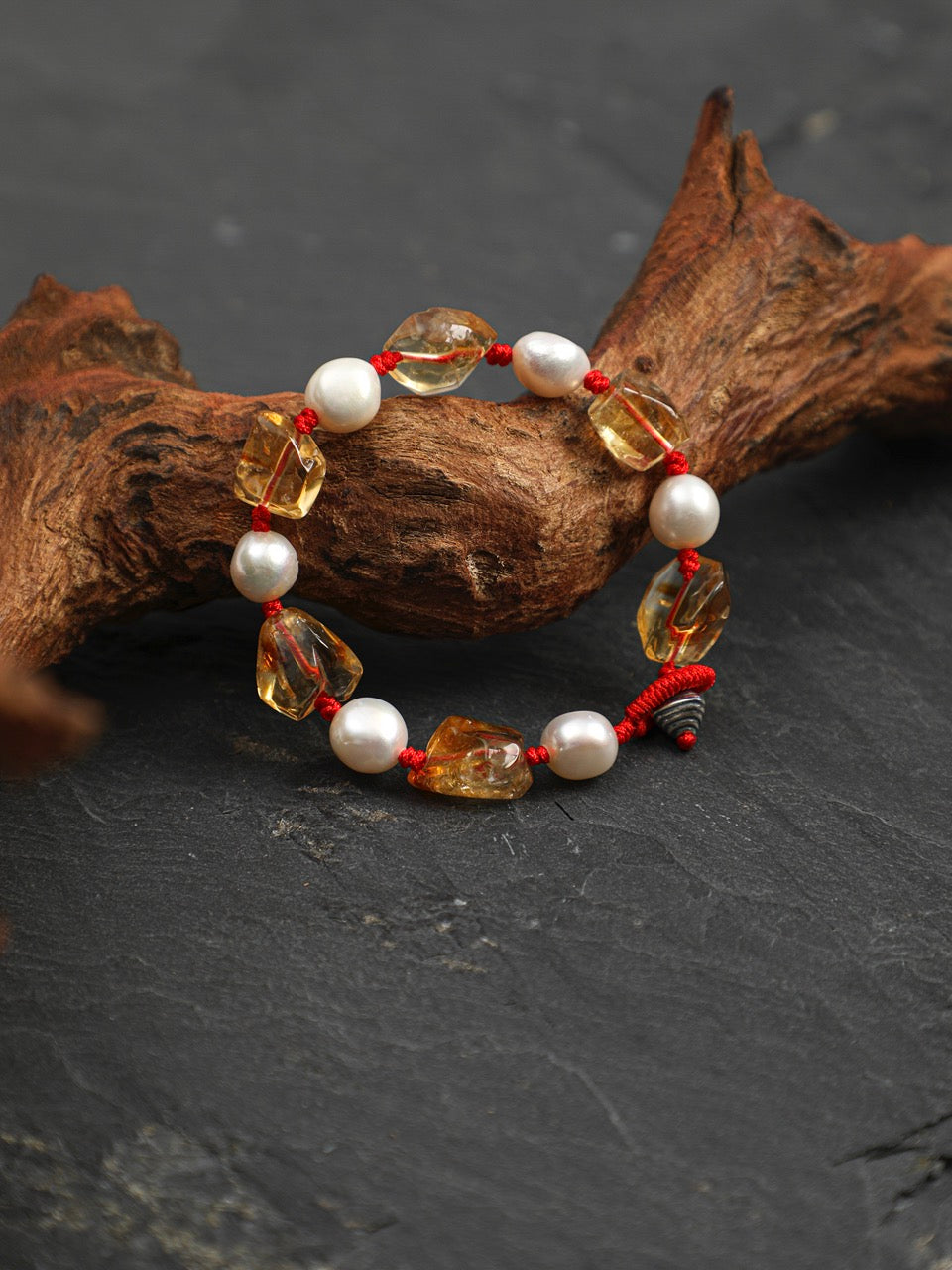 AMBER TETHER · Citrine & Pearl Bracelet