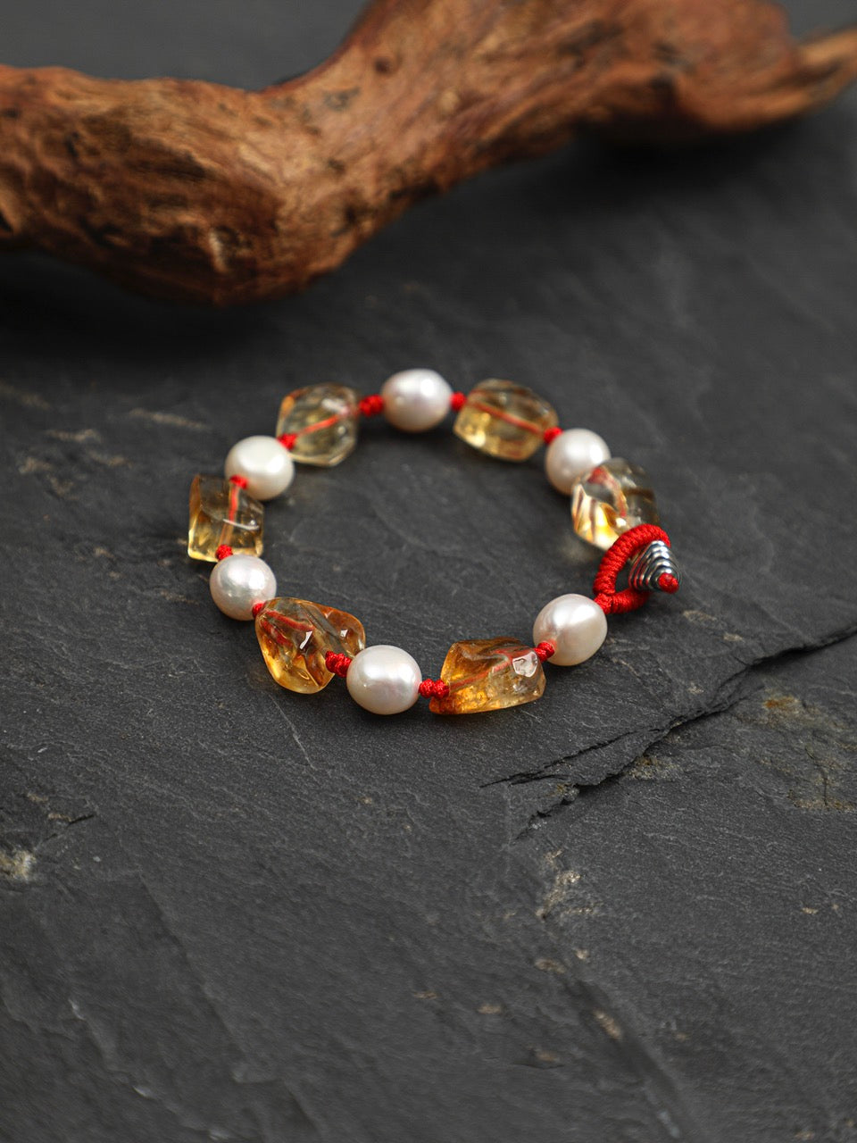 AMBER TETHER · Citrine & Pearl Bracelet