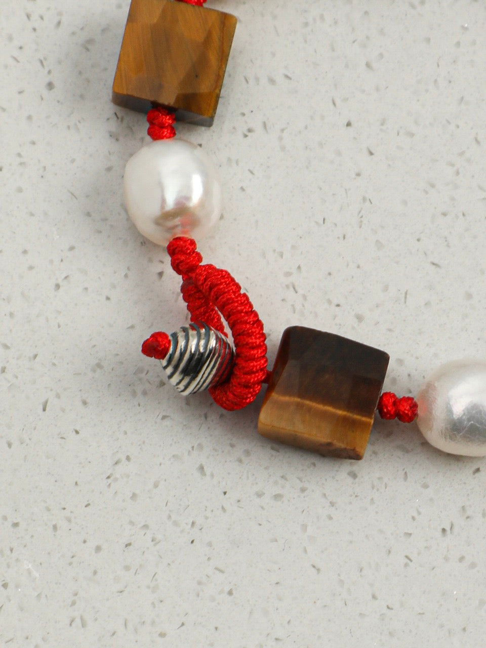 AMBER AXIS · Tiger's Eye & Pearl Bracelet