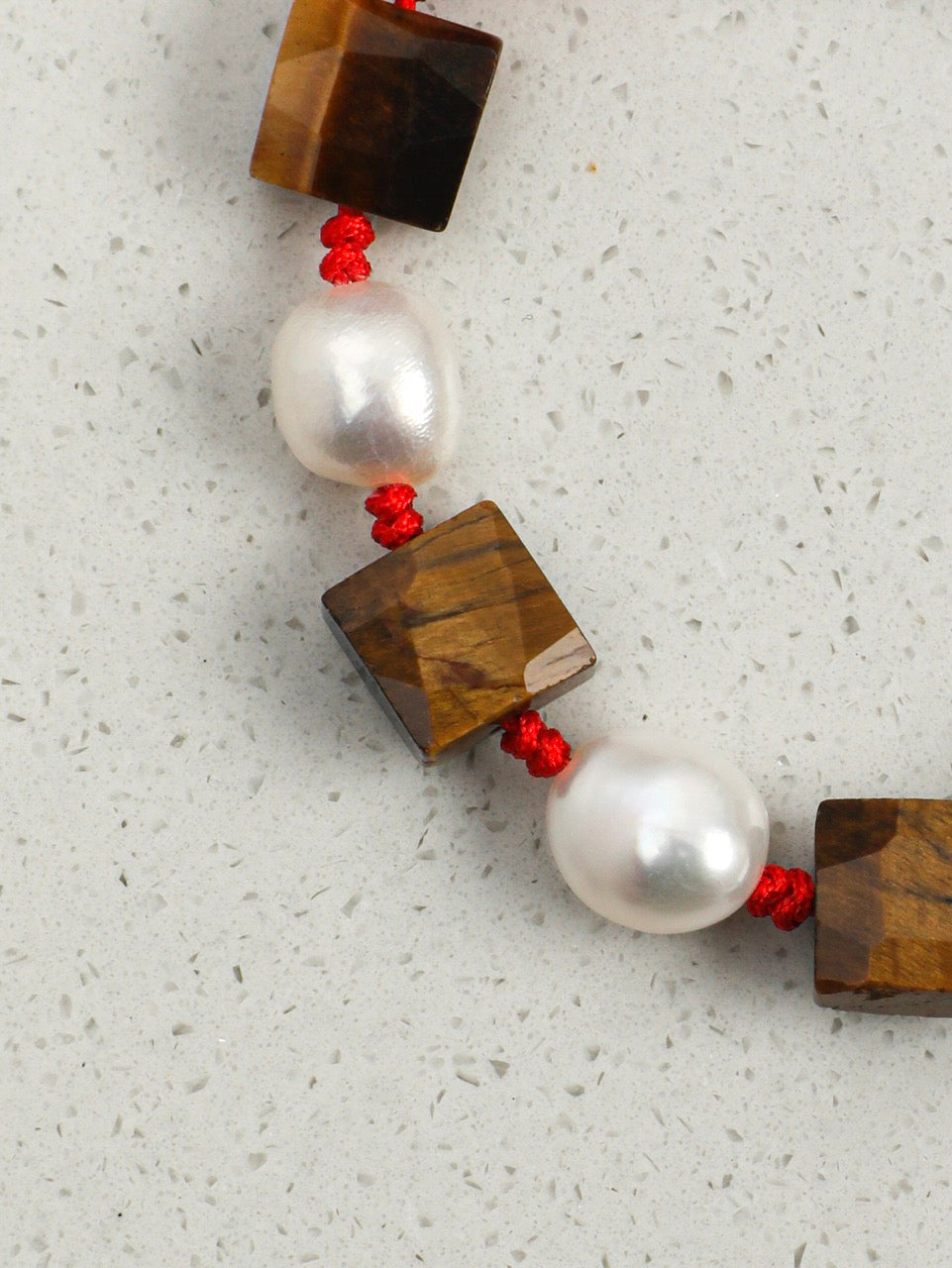 AMBER AXIS · Tiger's Eye & Pearl Bracelet