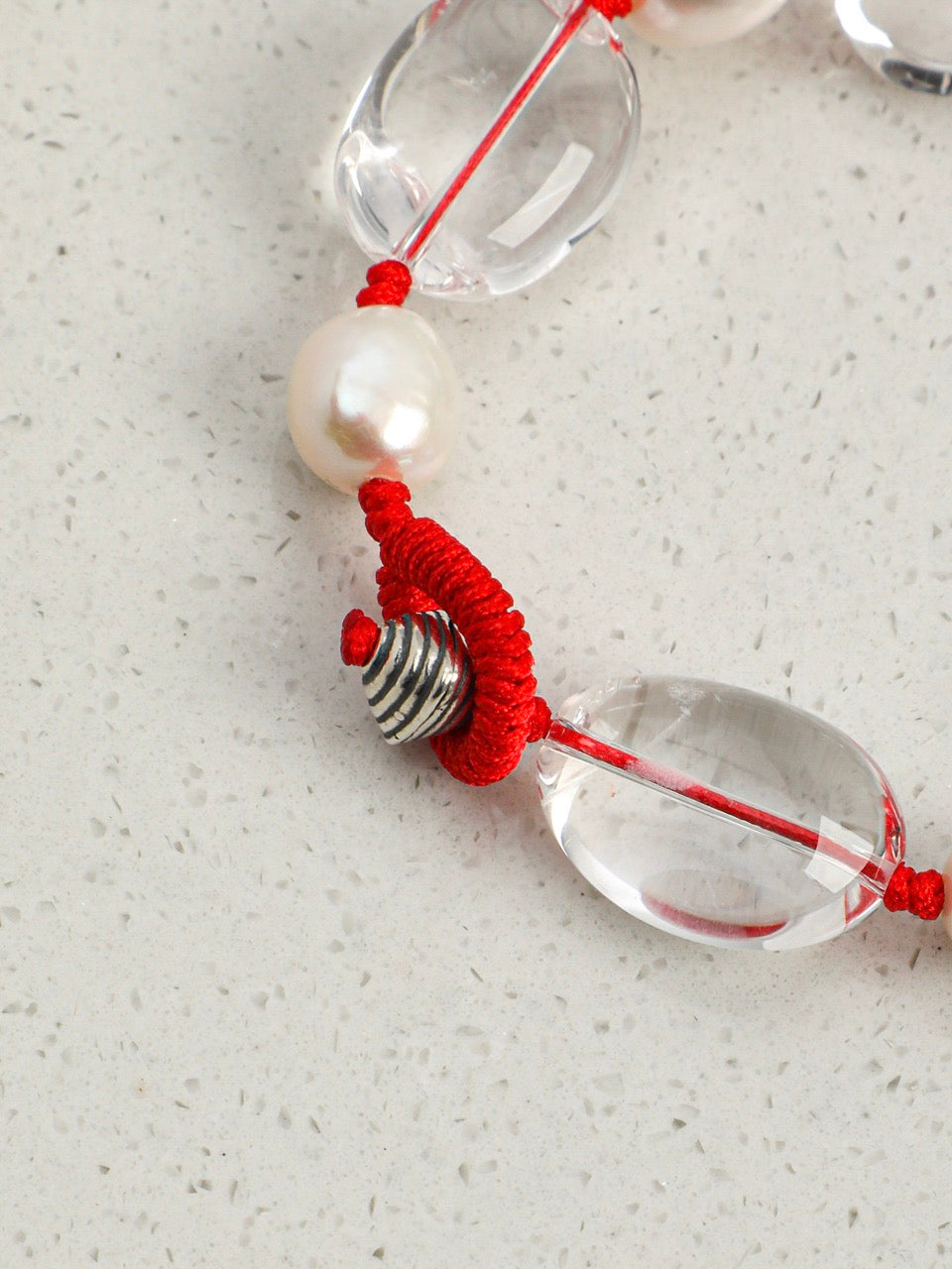 RED LATITUDE · Clear Quartz & Pearl Bracelet