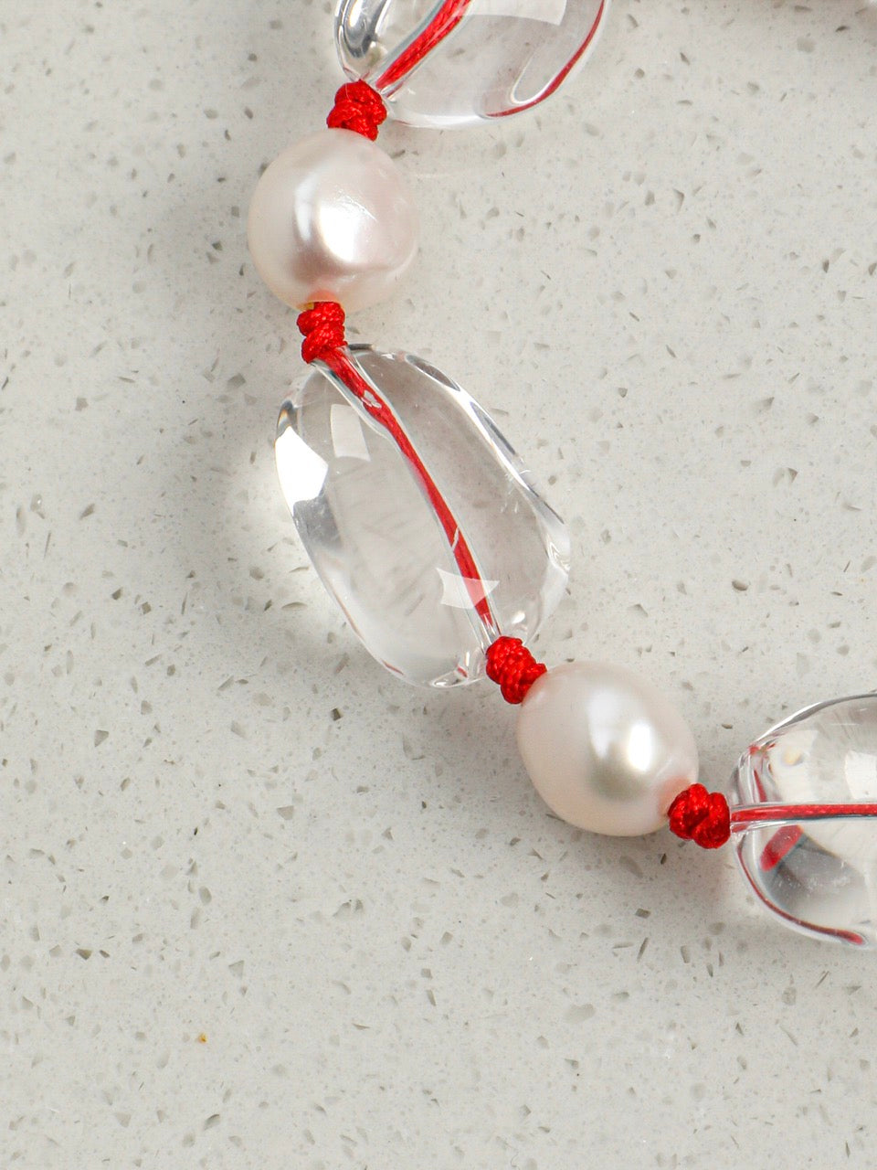 RED LATITUDE · Clear Quartz & Pearl Bracelet