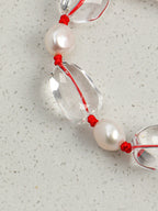 RED LATITUDE · Clear Quartz & Pearl Bracelet