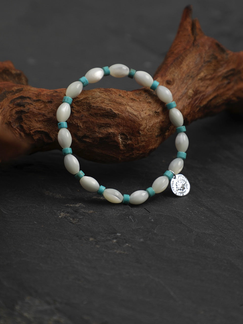 PALE TIDEMARK · Shell & Turquoise Bracelet