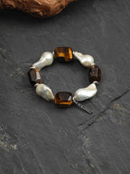 AMBER MATRIX · Tiger's Eye & Baroque Pearl Bracelet