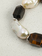 AMBER MATRIX · Tiger's Eye & Baroque Pearl Bracelet