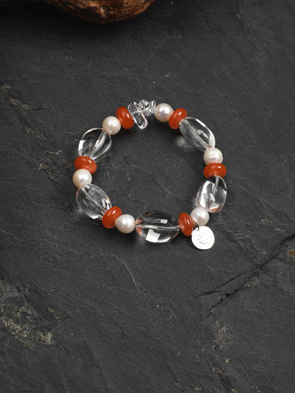 CRIMSON VINE · Clear Quartz & Red Agate Bracelet