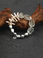 GHOST VINE · Green Quartz & Grey Pearl Bracelet