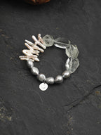 GHOST VINE · Green Quartz & Grey Pearl Bracelet