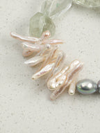 GHOST VINE · Green Quartz & Grey Pearl Bracelet