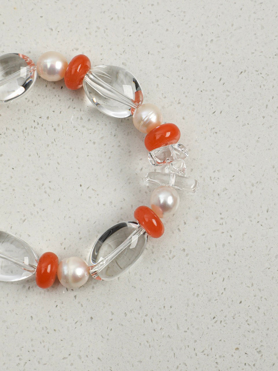 CRIMSON VINE · Clear Quartz & Red Agate Bracelet