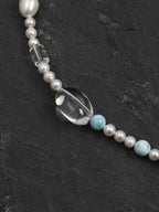 CYAN RIVER · Larimar & Crystal Necklace