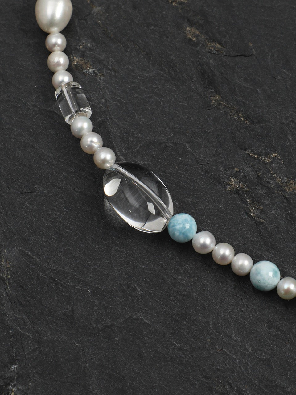 CYAN RIVER · Larimar & Crystal Necklace