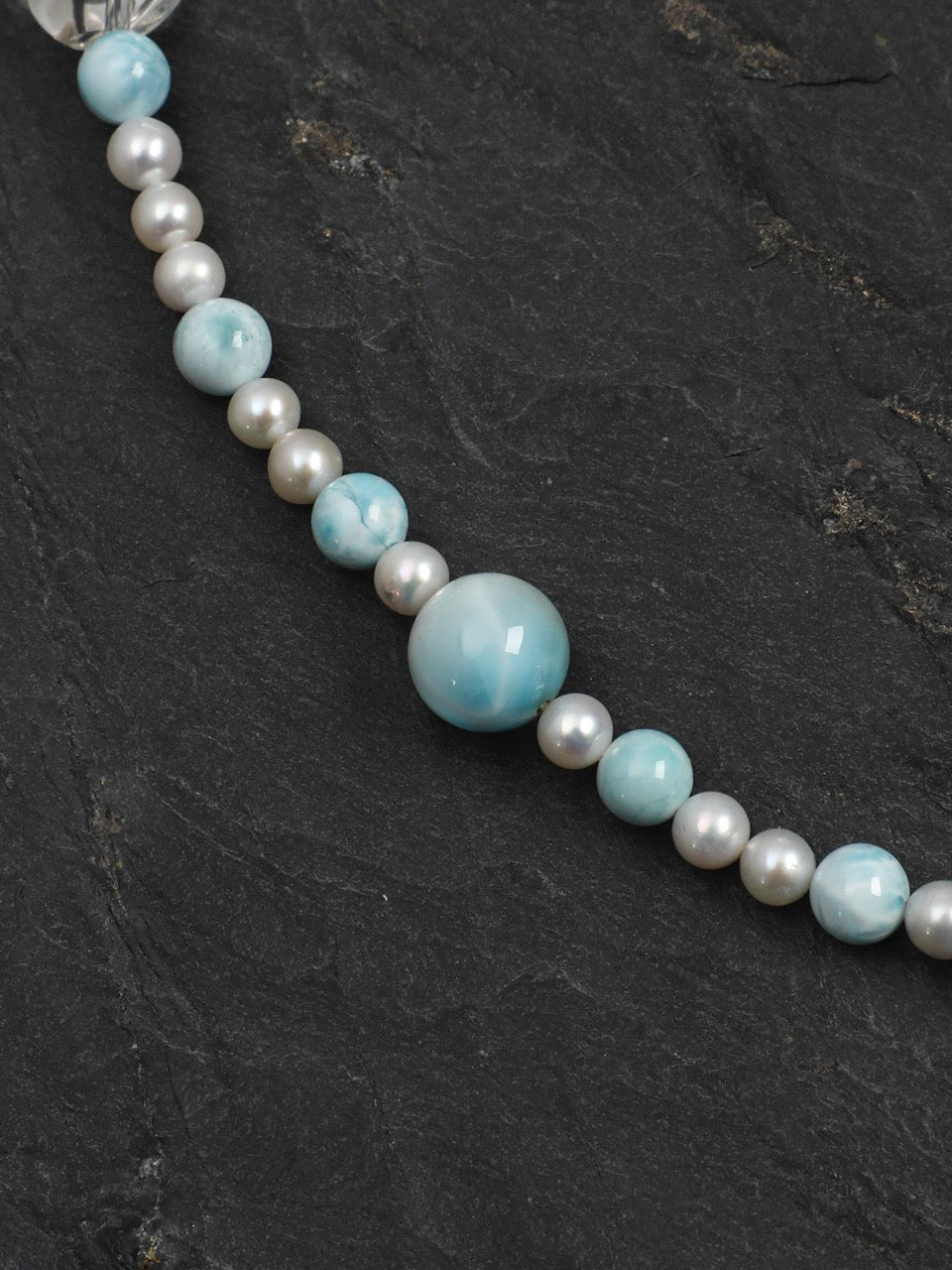 CYAN RIVER · Larimar & Crystal Necklace