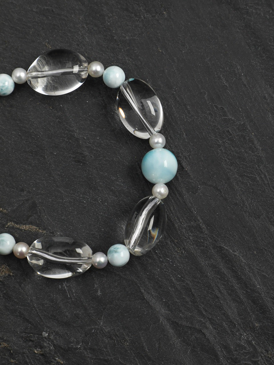 CYAN RIVER · Larimar & Quartz Bracelet