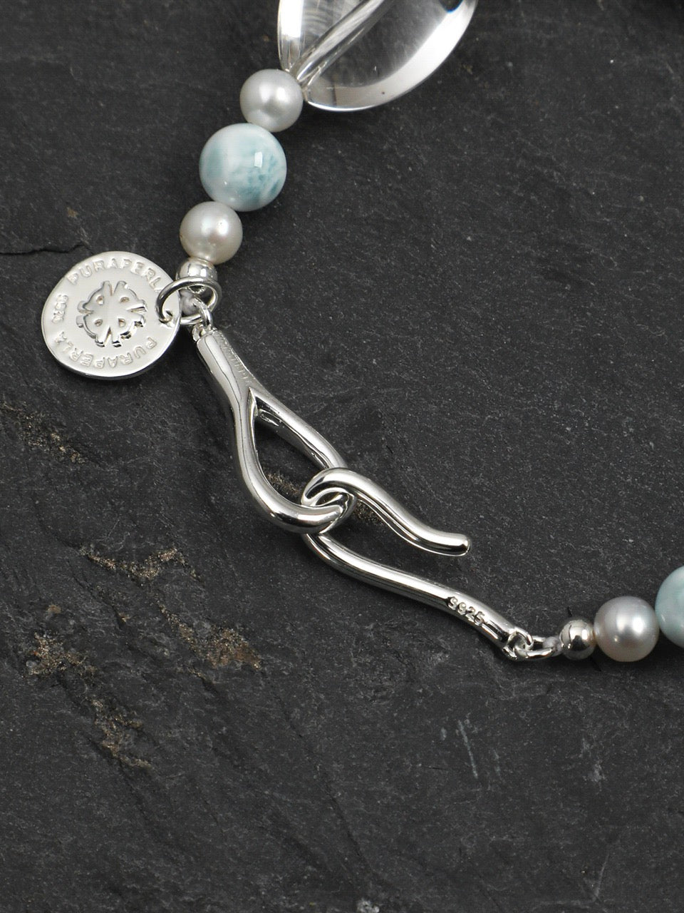 CYAN RIVER · Larimar & Quartz Bracelet