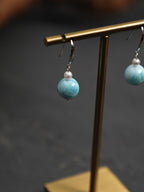 CYAN RIVER · Larimar & Pearl Earrings