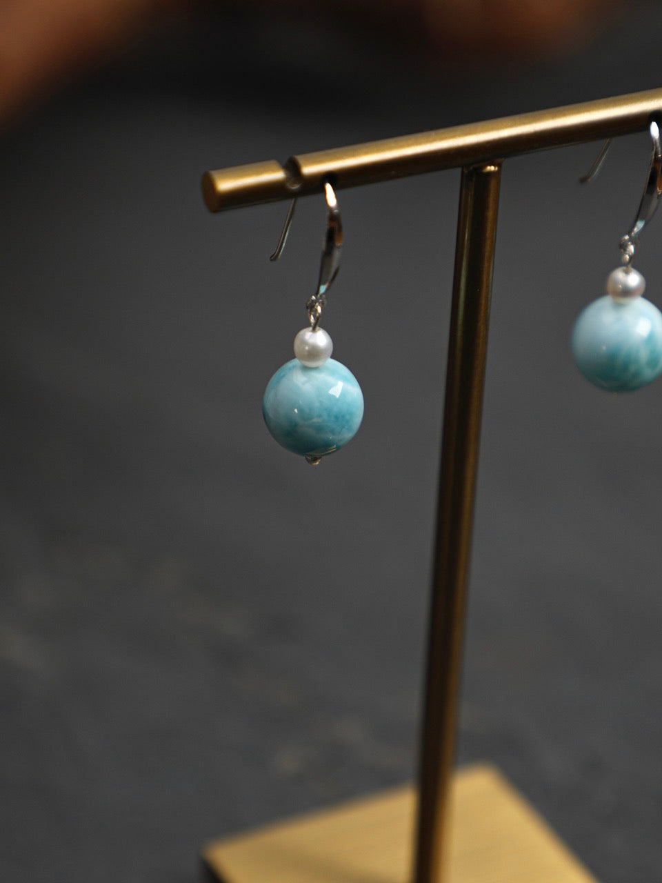 CYAN RIVER · Larimar & Pearl Earrings