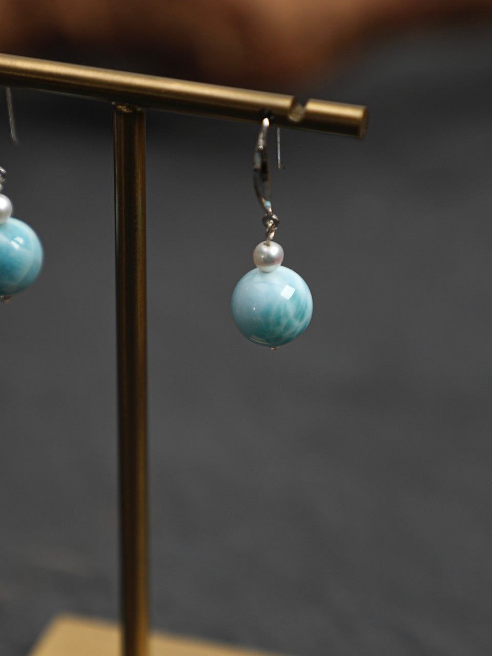 CYAN RIVER · Larimar & Pearl Earrings