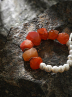 BLAZING VEIN · Red Agate & Pearl Bracelet