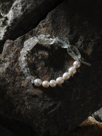 MOSS & ICE · Green Crystal & Pearl Bracelet