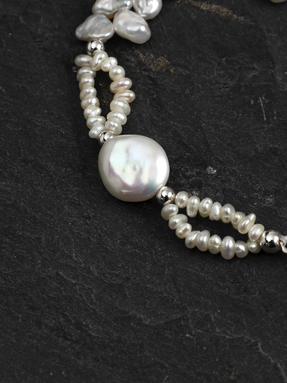 SURF STACK · Baroque Pearl & Clear Quartz Bracelet