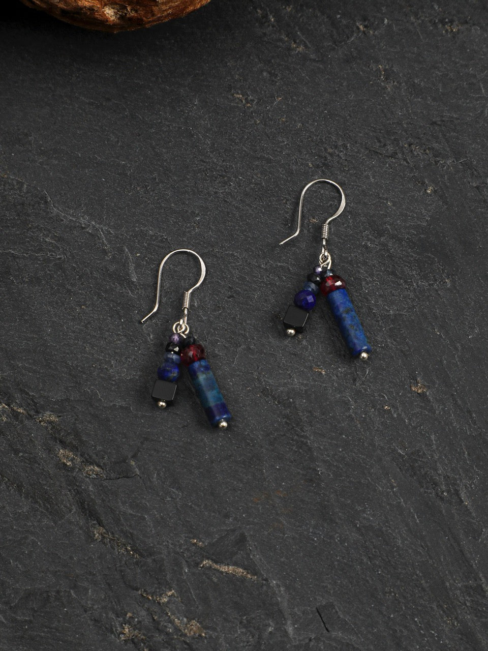 LAZULI VINE · Lapis & Mixed Gemstone Earrings