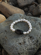 SMOKY GEOMETRY · Smoky Quartz & Pearl Bracelet
