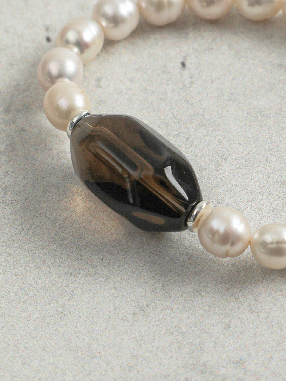 SMOKY GEOMETRY · Smoky Quartz & Pearl Bracelet