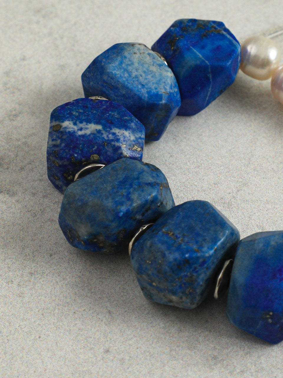 DEEP REALM · Lapis Lazuli & Pearl Bracelet