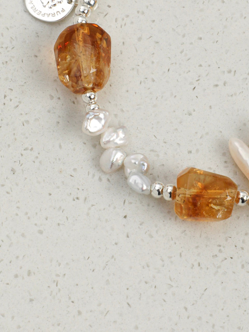 AMBER VINE · Citrine & Baroque Pearl Bracelet
