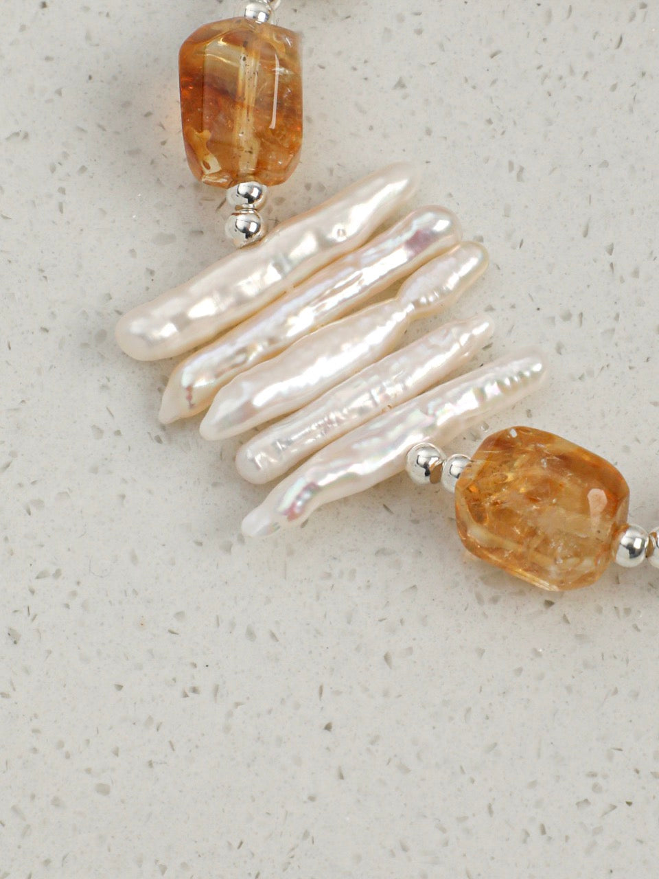 AMBER VINE · Citrine & Baroque Pearl Bracelet