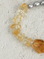 AMBER MIST GLOW · Citrine & Grey Pearl Bracelet