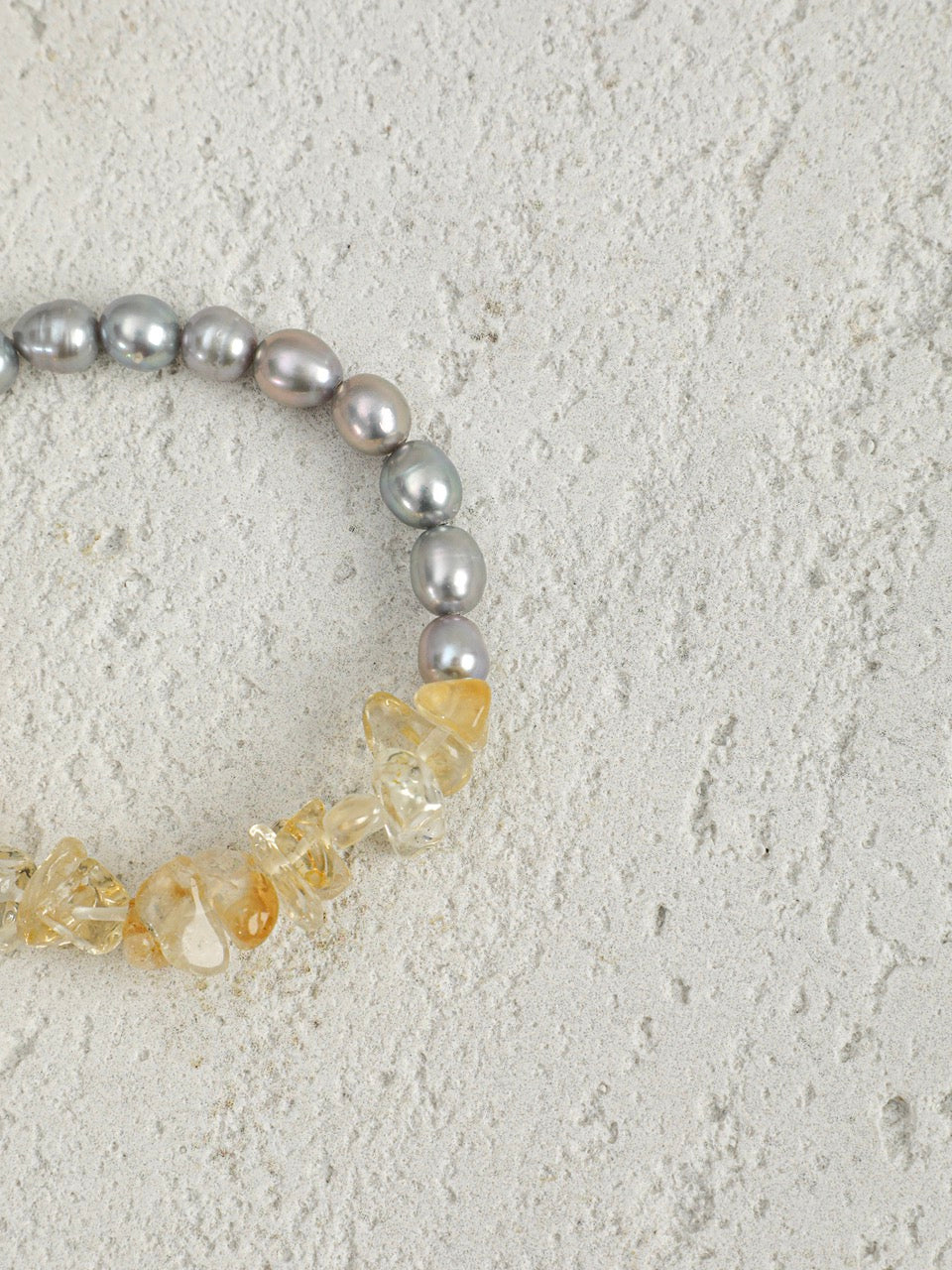 AMBER MIST GLOW · Citrine & Grey Pearl Bracelet