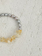 AMBER MIST GLOW · Citrine & Grey Pearl Bracelet