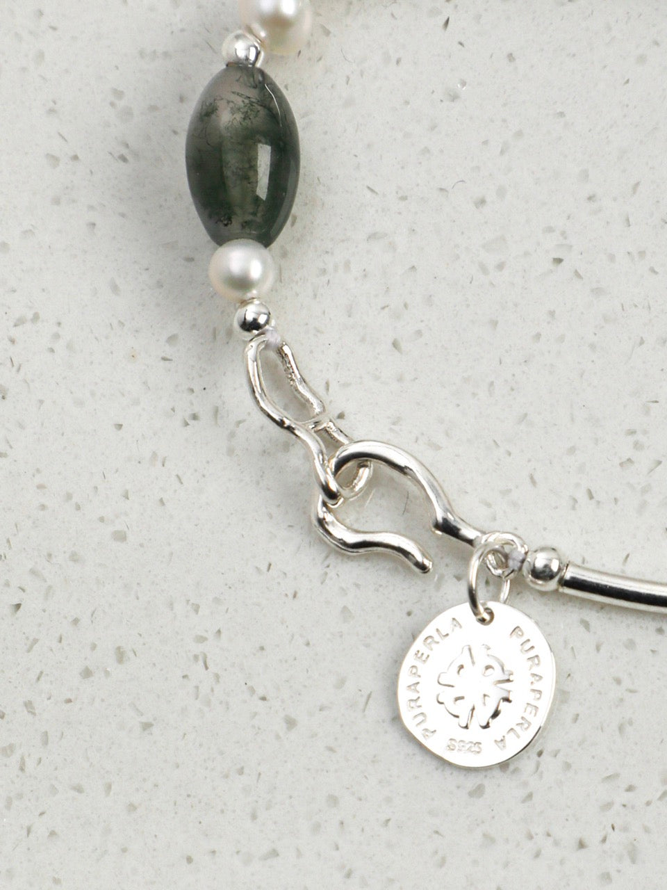 MOSS ROCK · Moss Agate & Pearl Bracelet