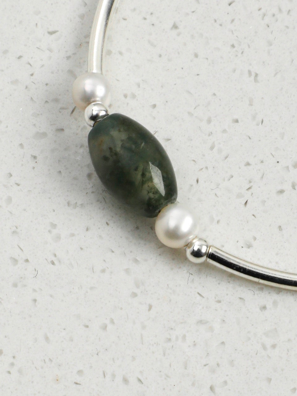 MOSS ROCK · Moss Agate & Pearl Bracelet