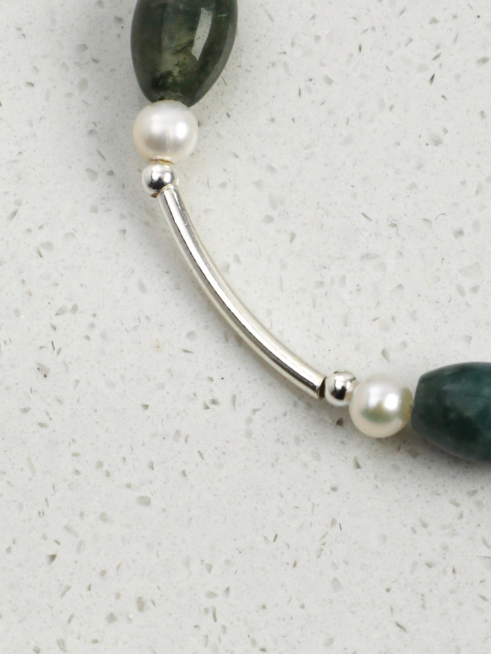 MOSS ROCK · Moss Agate & Pearl Bracelet