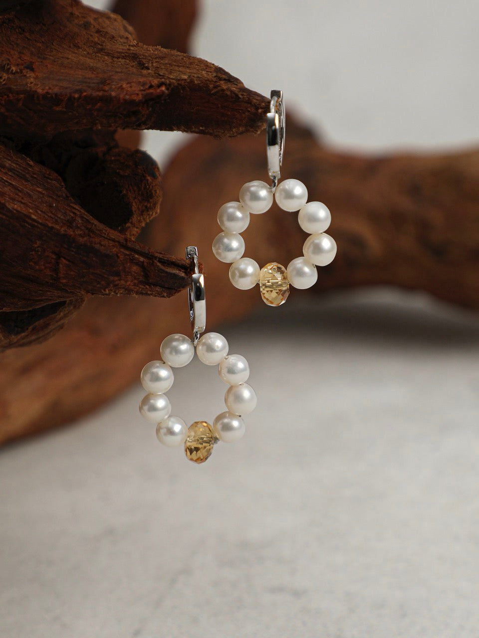 DAWN GLARE · Citrine & Pearl Earrings